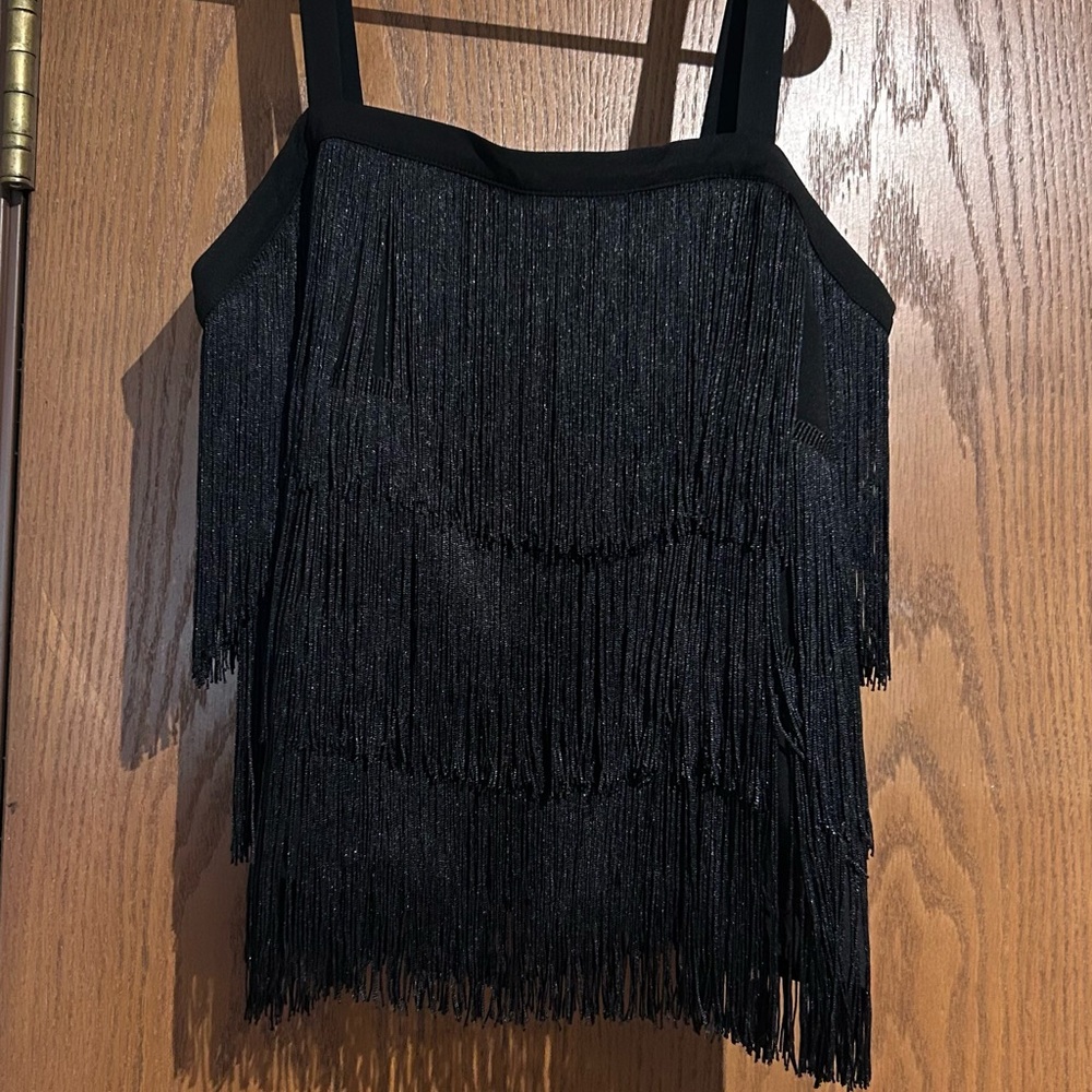 Ann Taylor Black Fringe Tank Top